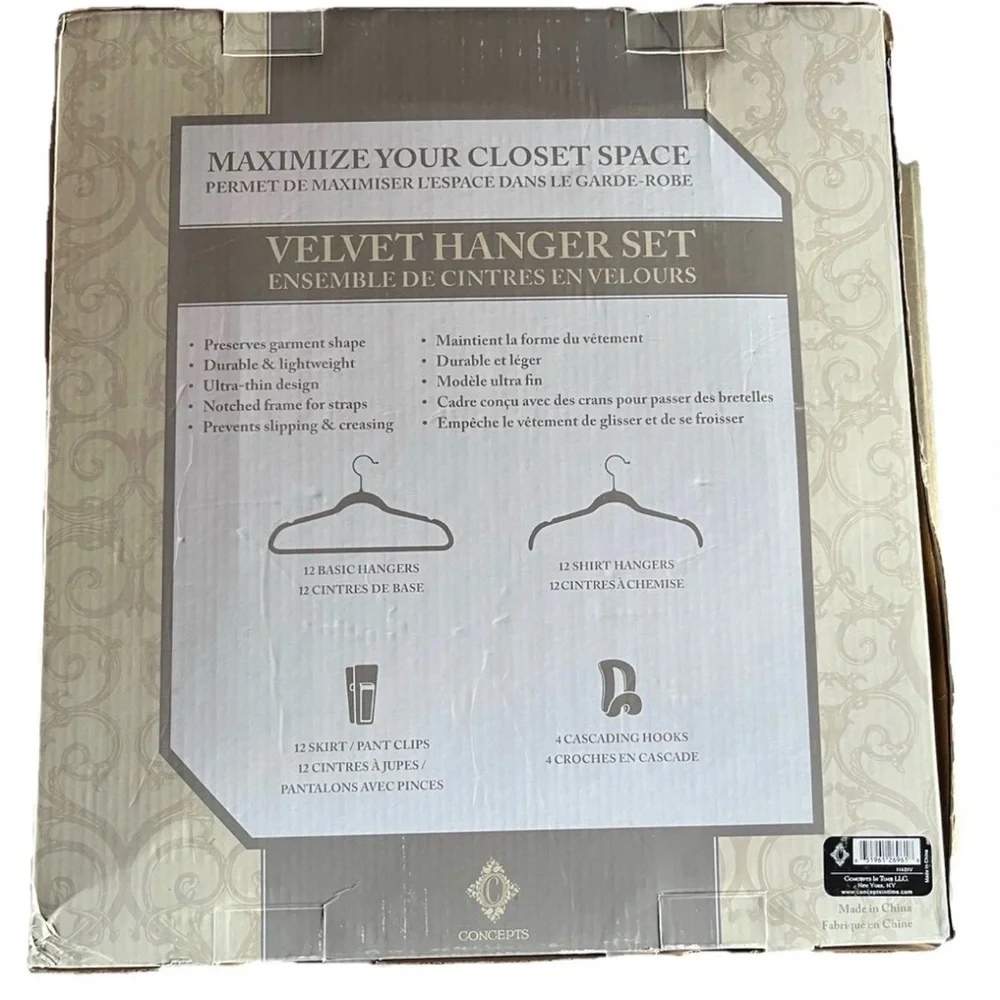 Concepts 40pc Velvet Closet Organizer Hanger Set Non Slip Space Saving